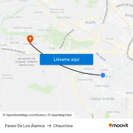 Paseo De Los Álamos to Chauchina map