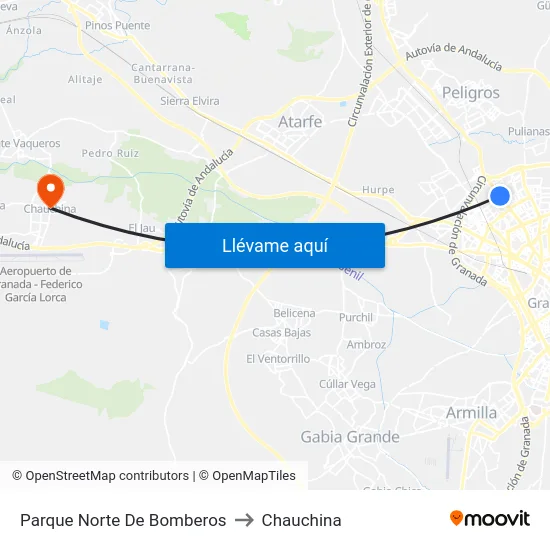 Parque Norte De Bomberos to Chauchina map