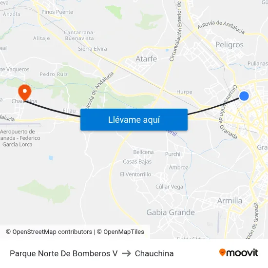 Parque Norte De Bomberos V to Chauchina map