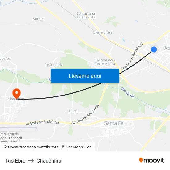 Río Ebro to Chauchina map
