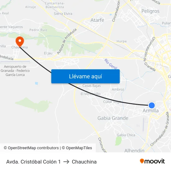 Avda. Cristóbal Colón 1 to Chauchina map