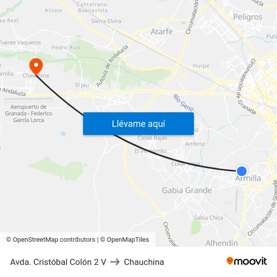 Avda. Cristóbal Colón 2 V to Chauchina map