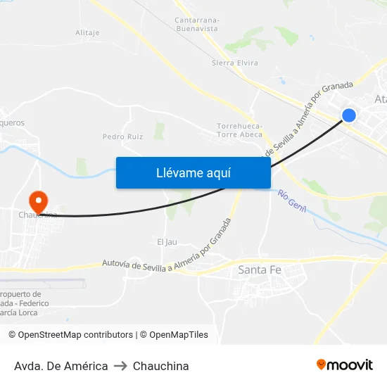 Avda. De América to Chauchina map