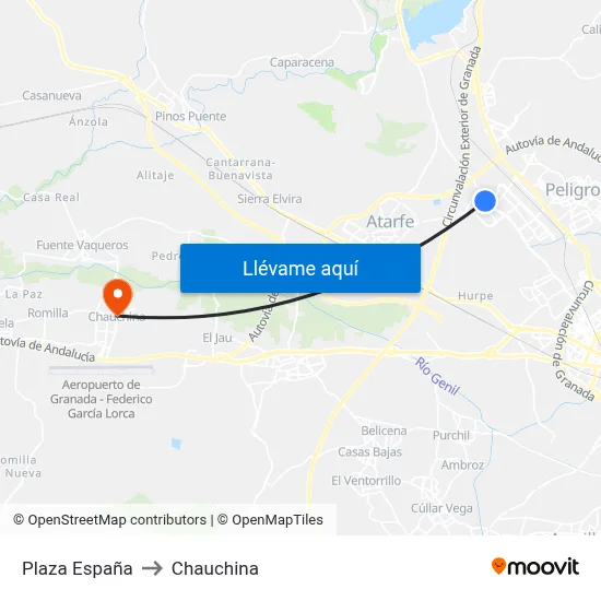 Plaza España to Chauchina map