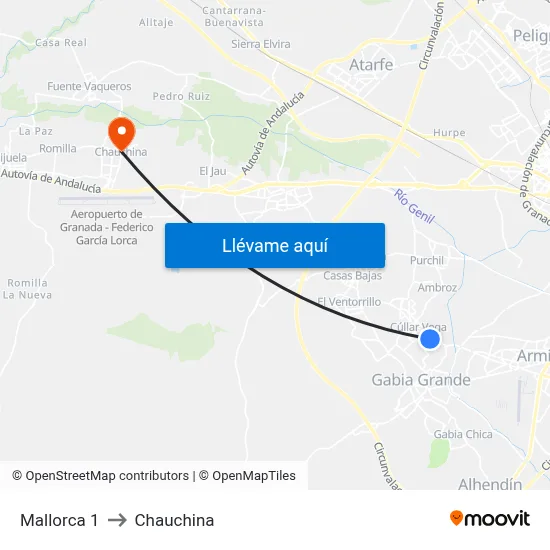 Mallorca 1 to Chauchina map