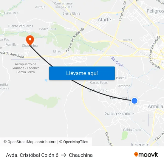 Avda. Cristóbal Colón 6 to Chauchina map