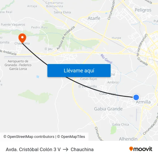 Avda. Cristóbal Colón 3 V to Chauchina map