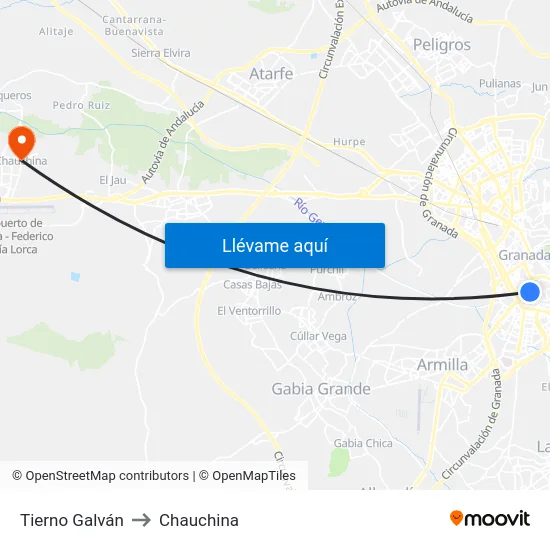 Tierno Galván to Chauchina map