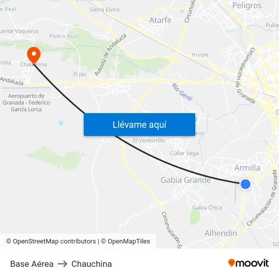 Base Aérea to Chauchina map