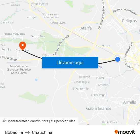 Bobadilla to Chauchina map