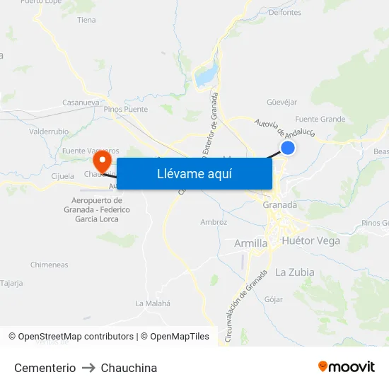 Cementerio to Chauchina map