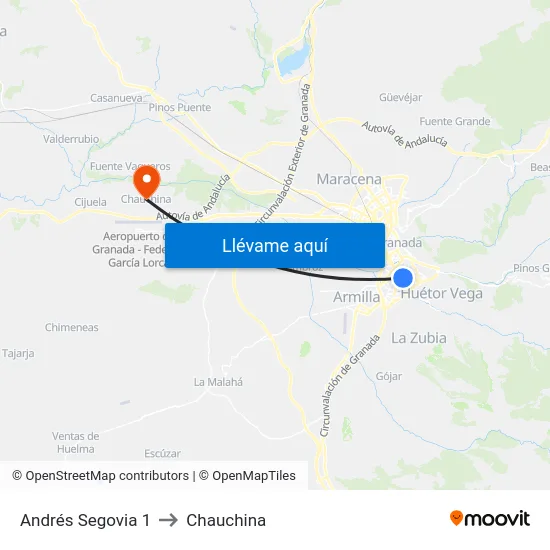 Andrés Segovia 1 to Chauchina map