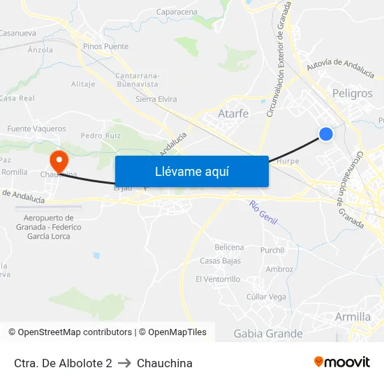 Ctra. De Albolote 2 to Chauchina map