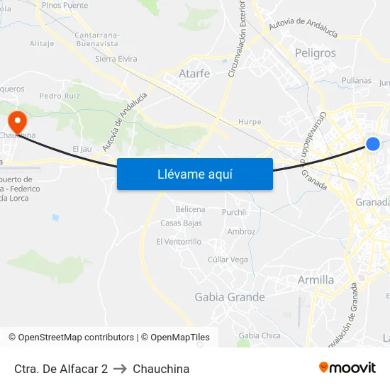 Ctra. De Alfacar 2 to Chauchina map