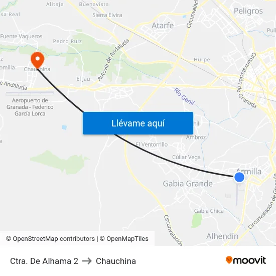 Ctra. De Alhama 2 to Chauchina map