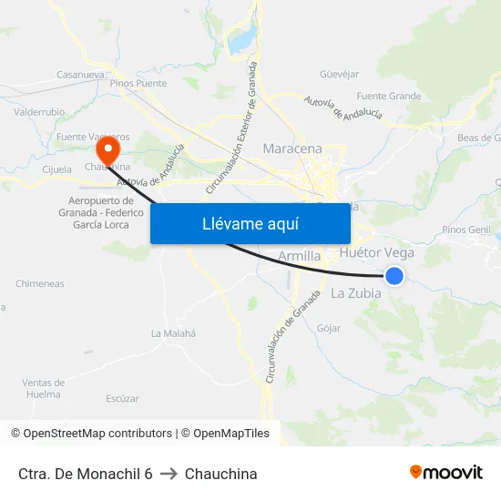Ctra. De Monachil 6 to Chauchina map