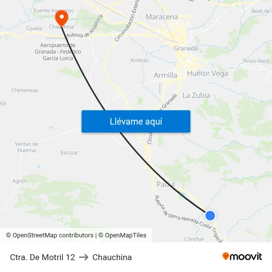 Ctra. De Motril 12 to Chauchina map