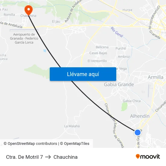 Ctra. De Motril 7 to Chauchina map