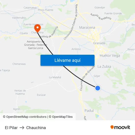 El Pilar to Chauchina map