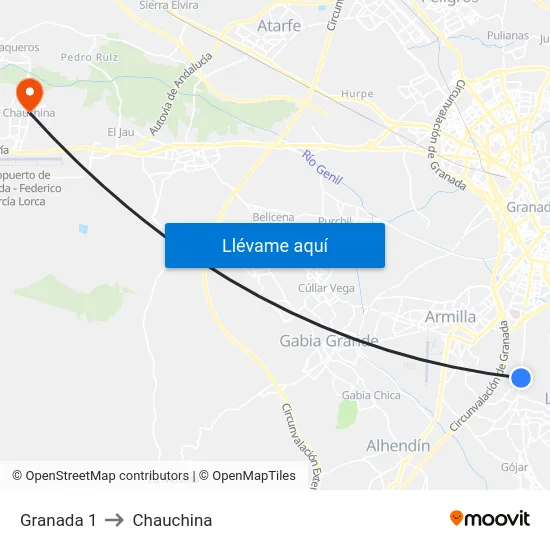 Granada 1 to Chauchina map