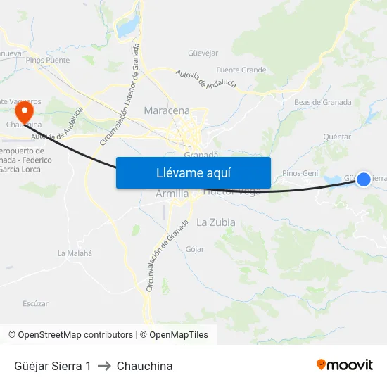 Güéjar Sierra 1 to Chauchina map