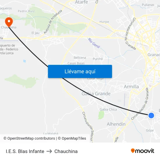 I.E.S. Blas Infante to Chauchina map