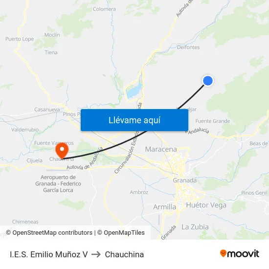 I.E.S. Emilio Muñoz V to Chauchina map