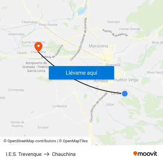I.E.S. Trevenque to Chauchina map