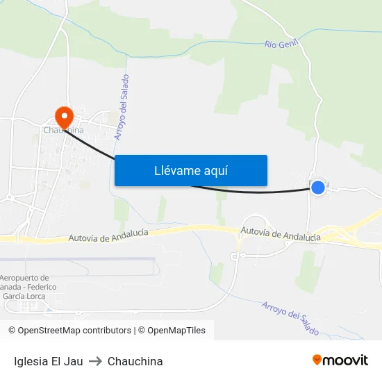 Iglesia El Jau to Chauchina map
