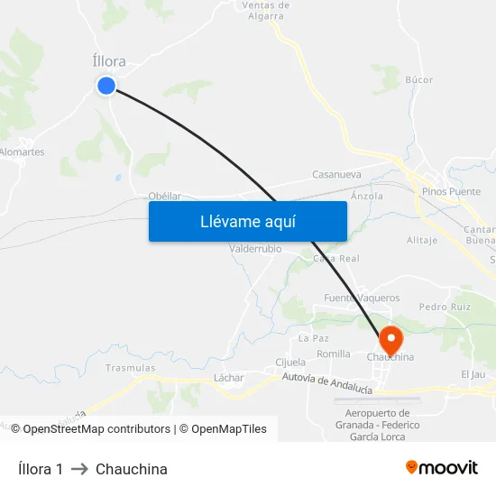 Íllora 1 to Chauchina map