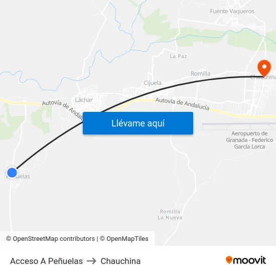 Acceso A Peñuelas to Chauchina map