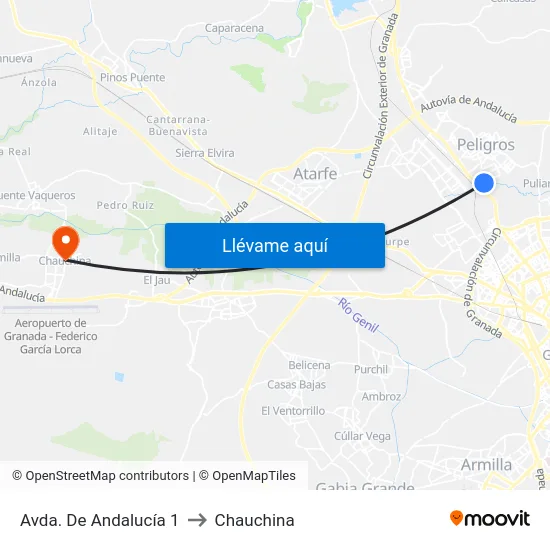 Avda. De Andalucía 1 to Chauchina map