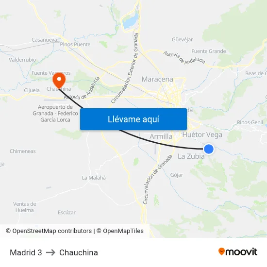 Madrid 3 to Chauchina map