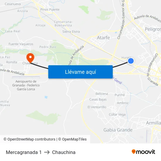 Mercagranada 1 to Chauchina map