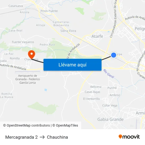 Mercagranada 2 to Chauchina map