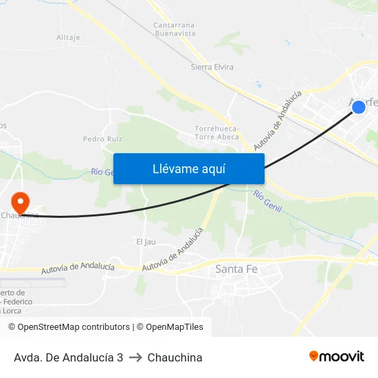 Avda. De Andalucía 3 to Chauchina map