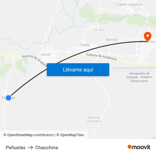 Peñuelas to Chauchina map
