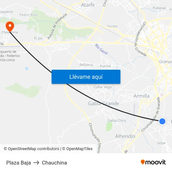 Plaza Baja to Chauchina map