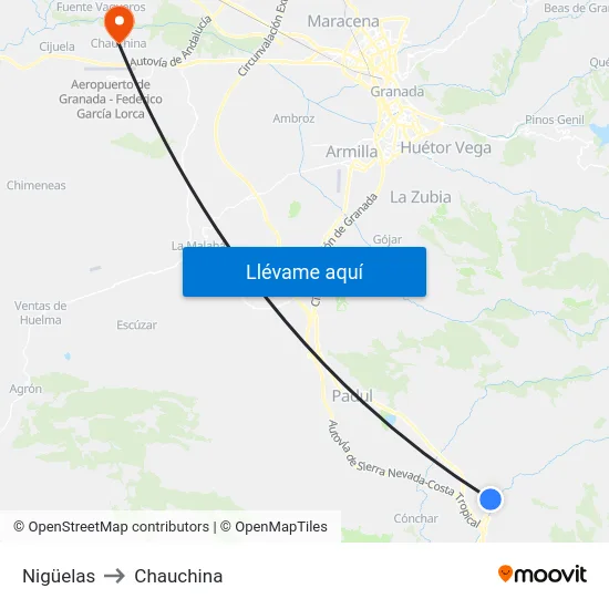 Nigüelas to Chauchina map