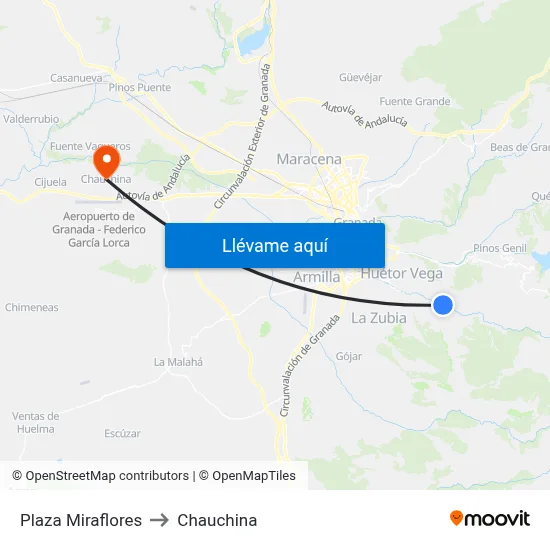 Plaza Miraflores to Chauchina map