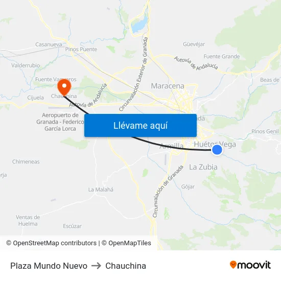 Plaza Mundo Nuevo to Chauchina map