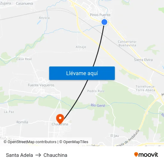 Santa Adela to Chauchina map