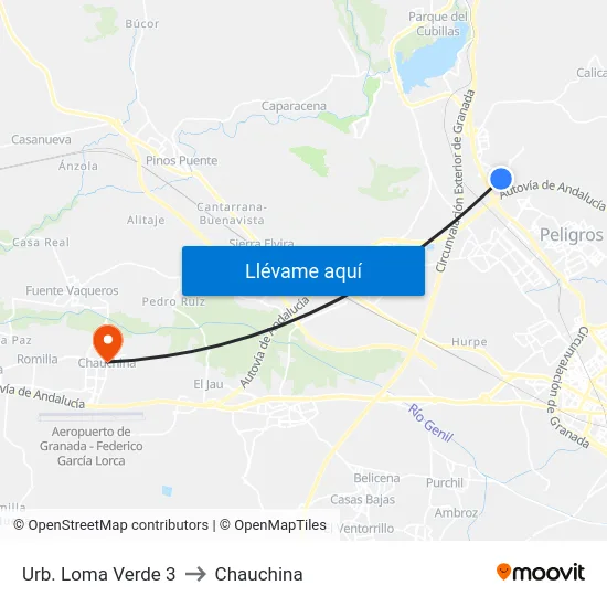 Urb. Loma Verde 3 to Chauchina map