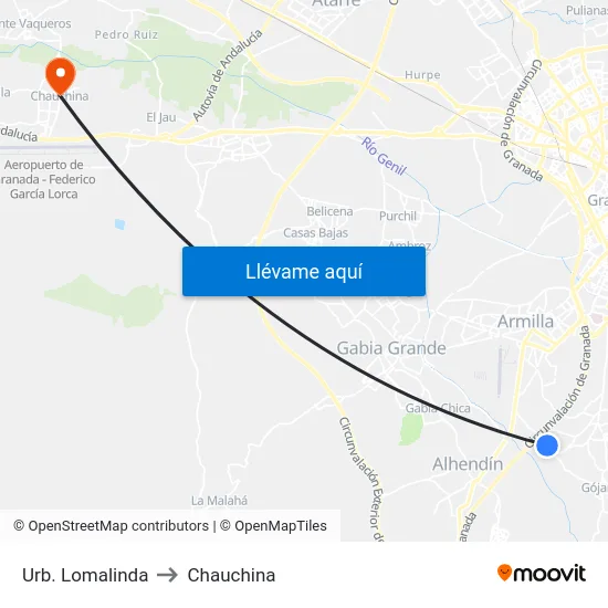 Urb. Lomalinda to Chauchina map
