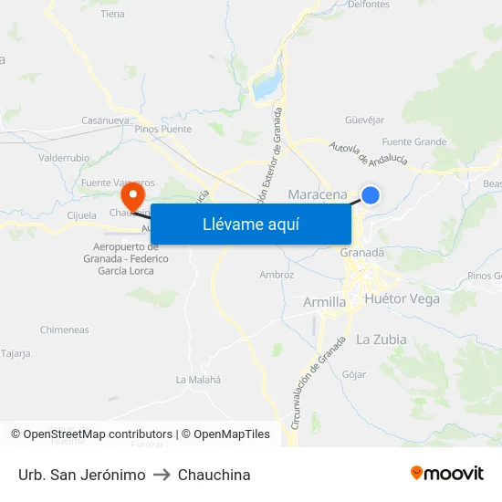 Urb. San Jerónimo to Chauchina map