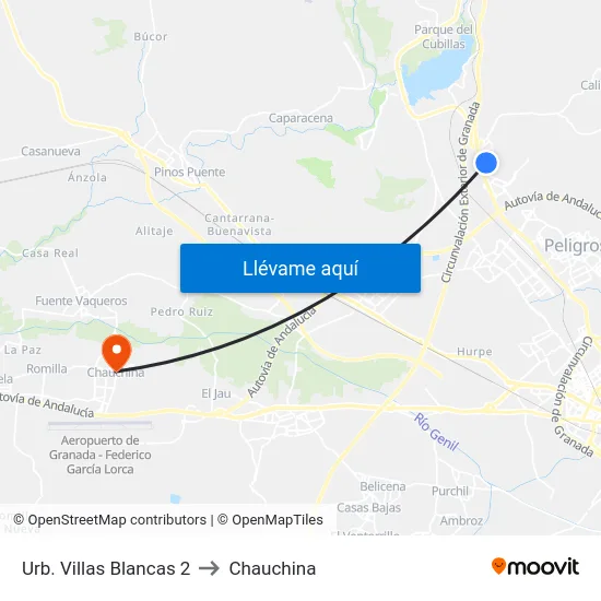 Urb. Villas Blancas 2 to Chauchina map