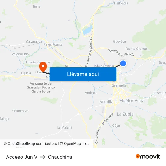 Acceso Jun V to Chauchina map