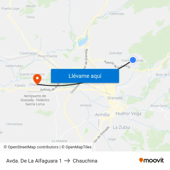 Avda. De La Alfaguara 1 to Chauchina map