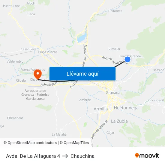 Avda. De La Alfaguara 4 to Chauchina map