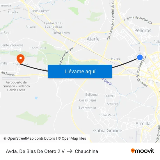 Avda. De Blas De Otero 2 V to Chauchina map